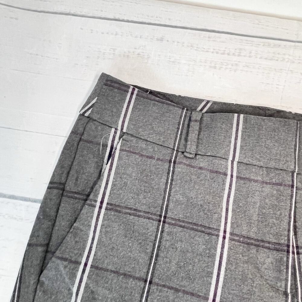 Ann Taylor Loft Pants size 4 Marisa Trouser Gray Purple Plaid Stretch Career - Picture 4 of 7